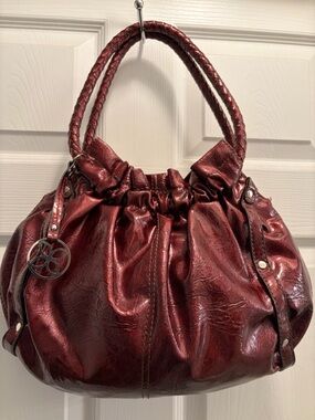 Relic Metallic Burgundy Braided Handle Hobo Bag